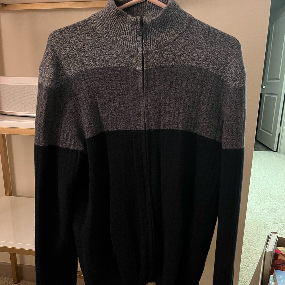 Mens Alfani Black/Grey Full Zip Up Cardigan